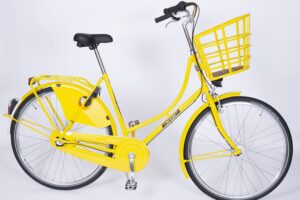 Gul Van De Falk Damecykel med kurv